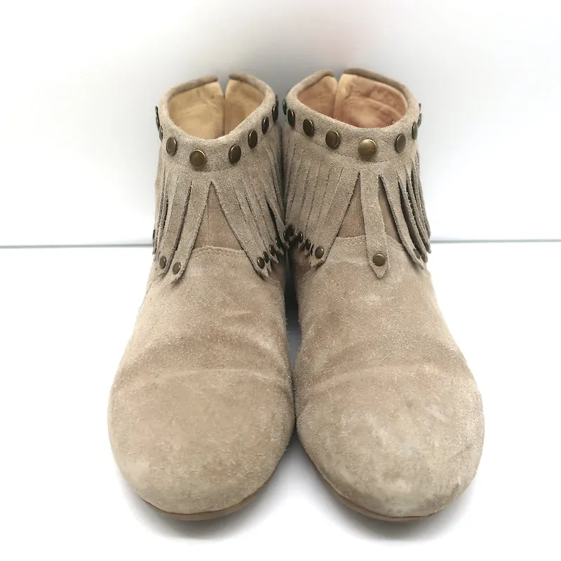 ANINE BING Fringe Moccasin Boots Beige Suede Size 40 Flat Ankle Boots