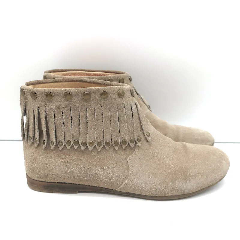 ANINE BING Fringe Moccasin Boots Beige Suede Size 40 Flat Ankle Boots