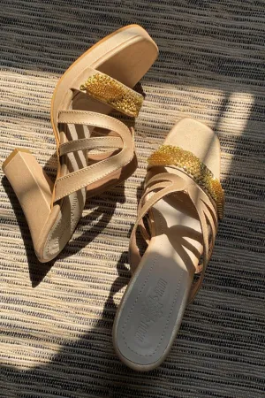 Aurora Block Heels, Light Gold