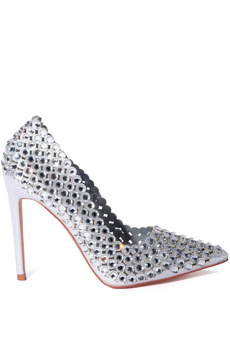 AZALEA WANG BERGEN EMBELLISHED PUMP IN SILVER