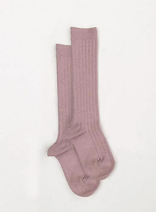 Baby Ribbed Knee High Socks in Rose