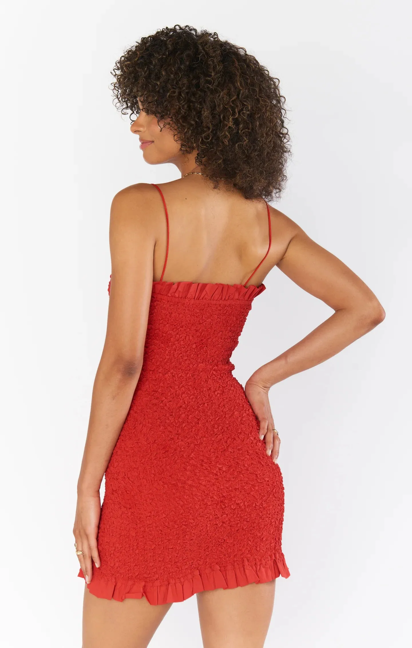 Be Mine Mini Dress - Red Texture Stretch