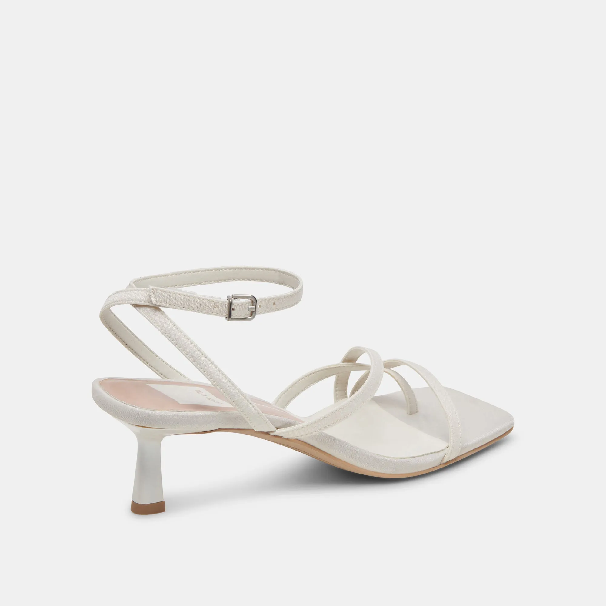 BETSI HEELS OFF WHITE SATIN