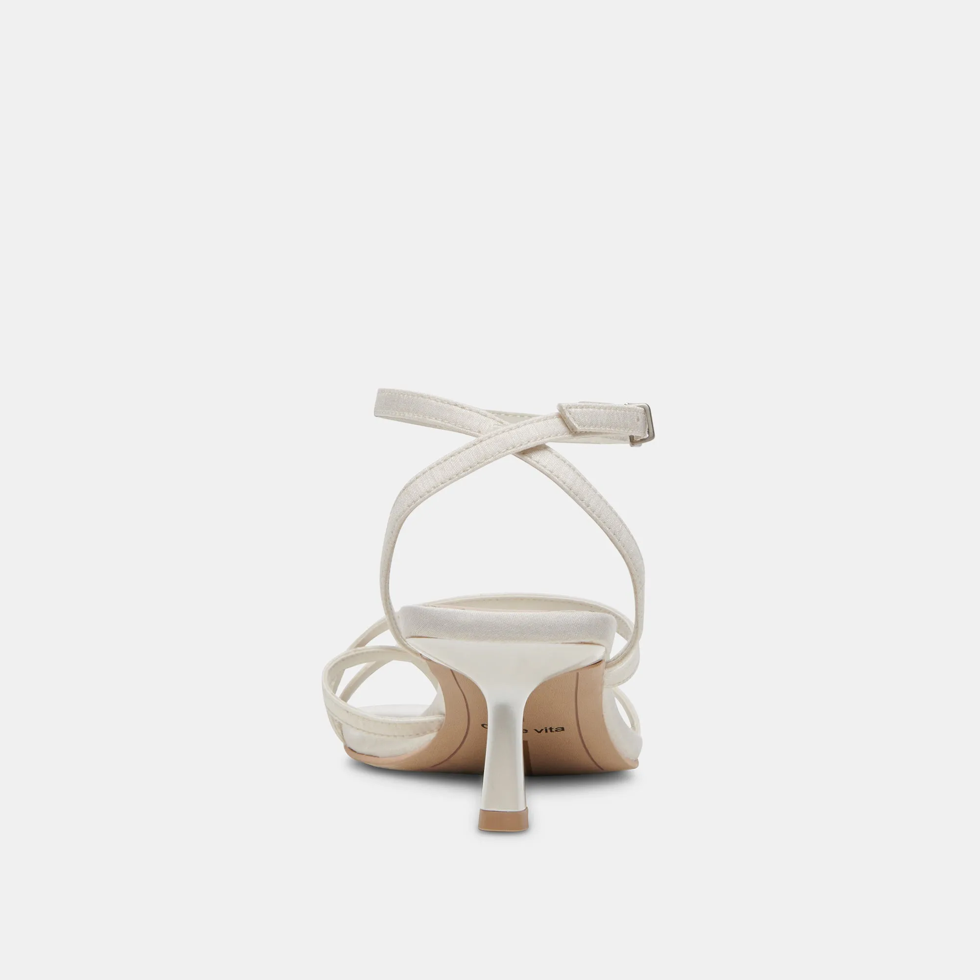 BETSI HEELS OFF WHITE SATIN