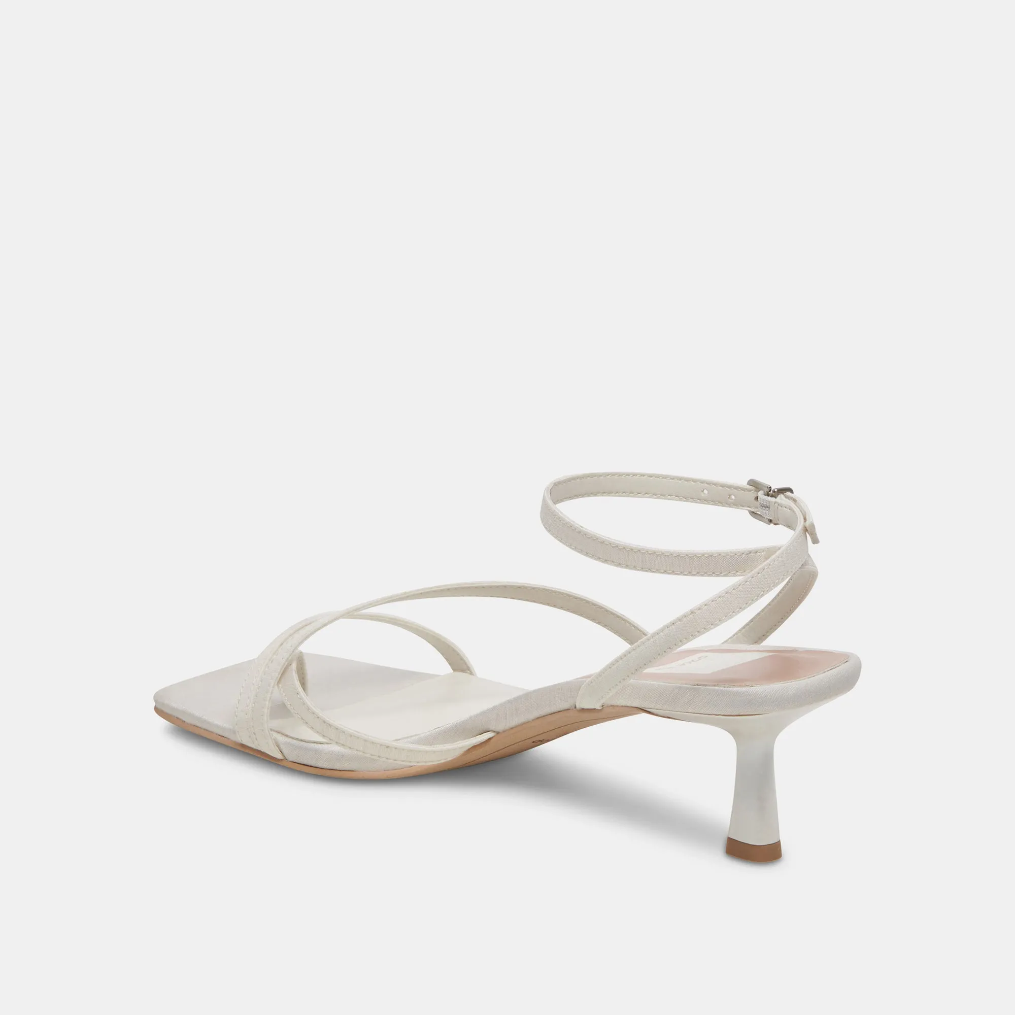 BETSI HEELS OFF WHITE SATIN