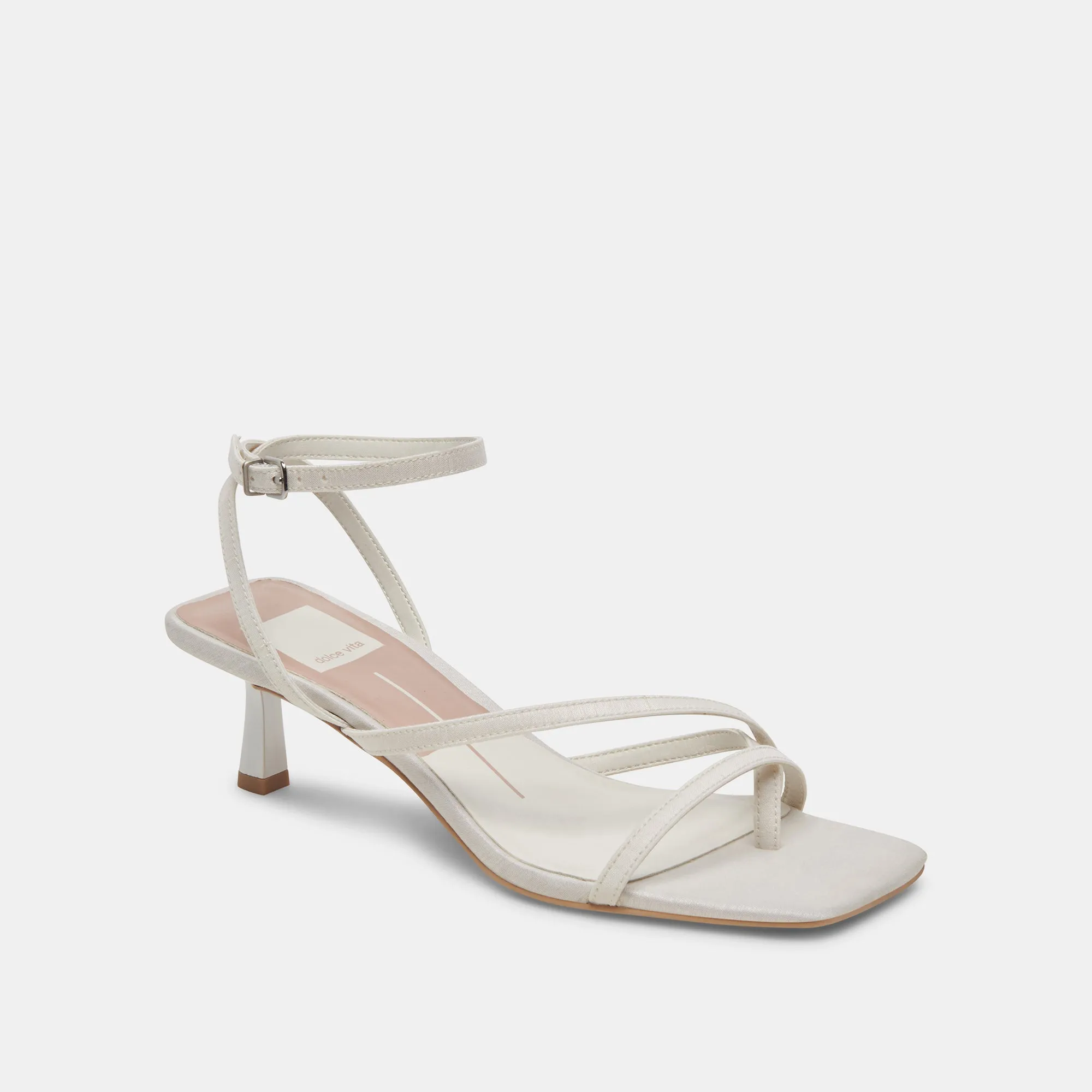 BETSI HEELS OFF WHITE SATIN