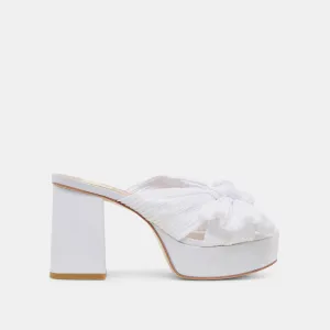 BLARE HEELS WHITE SATIN