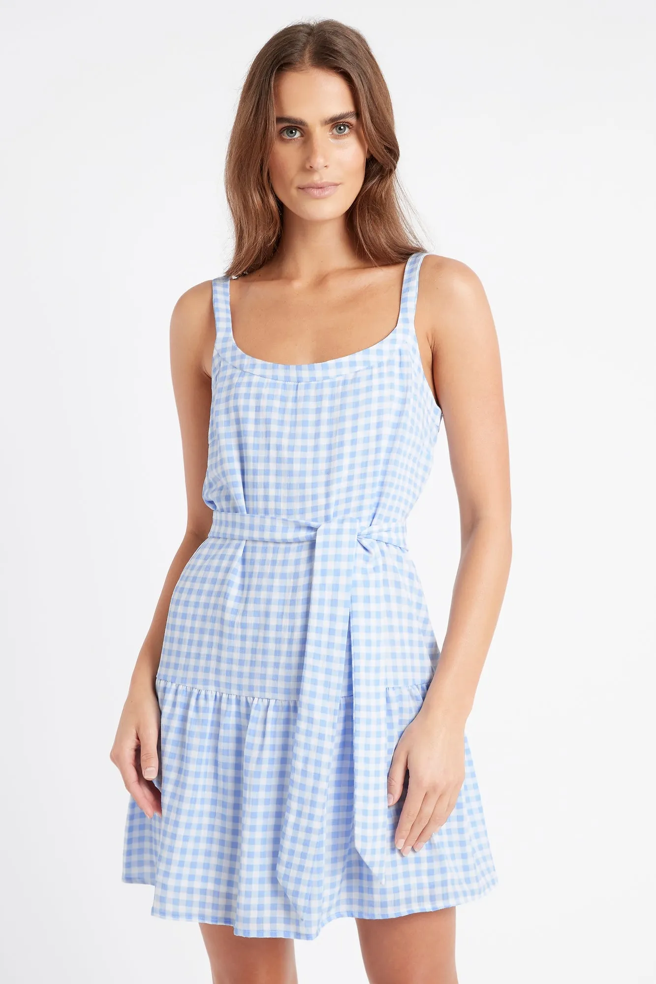 Blue Gingham Mini Dress