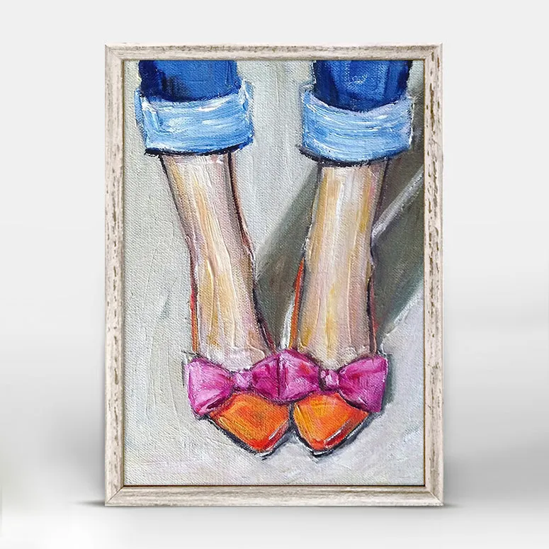 Bows Toes Shoes Mini Framed Canvas