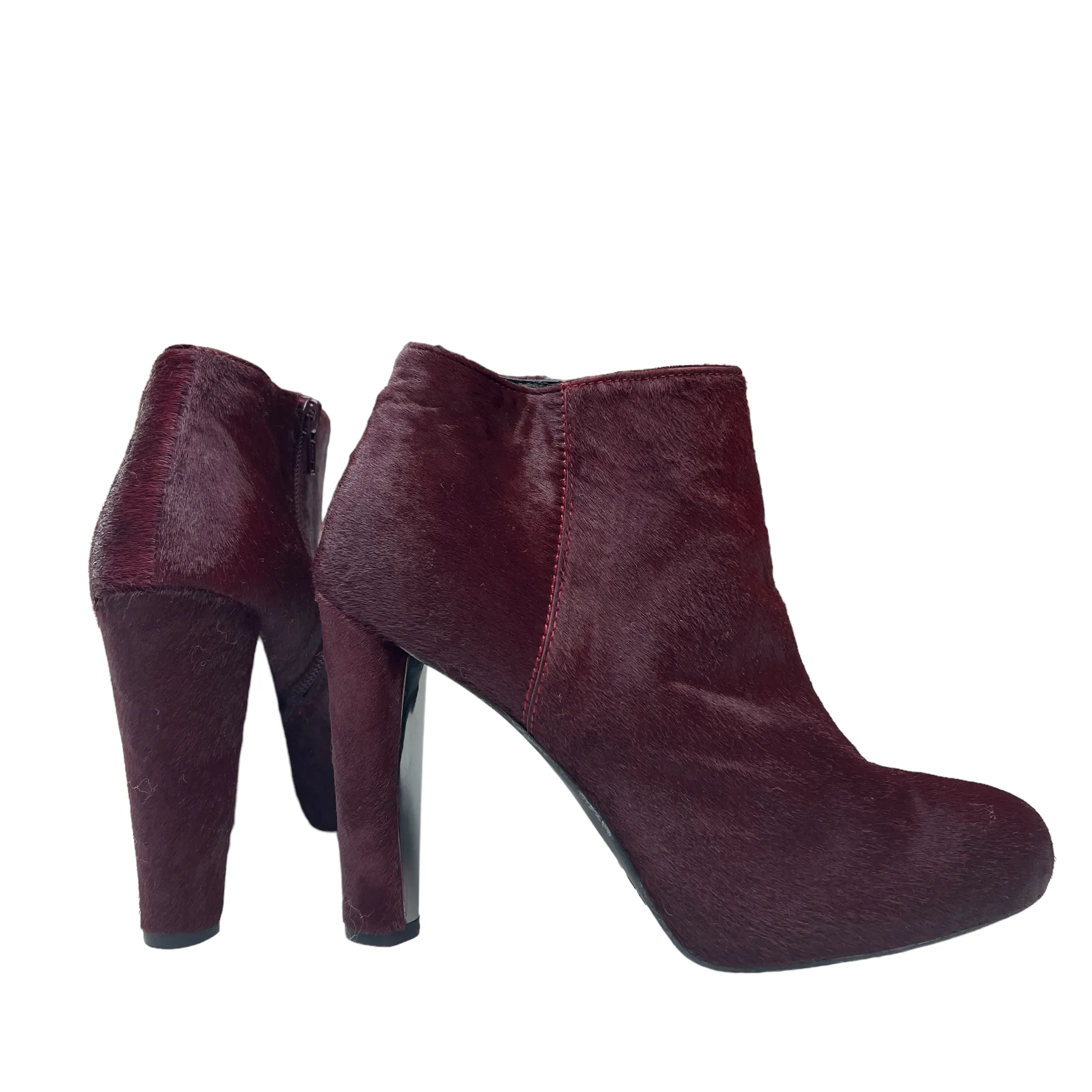 Burgundy Pony Hair Boots - 8.5