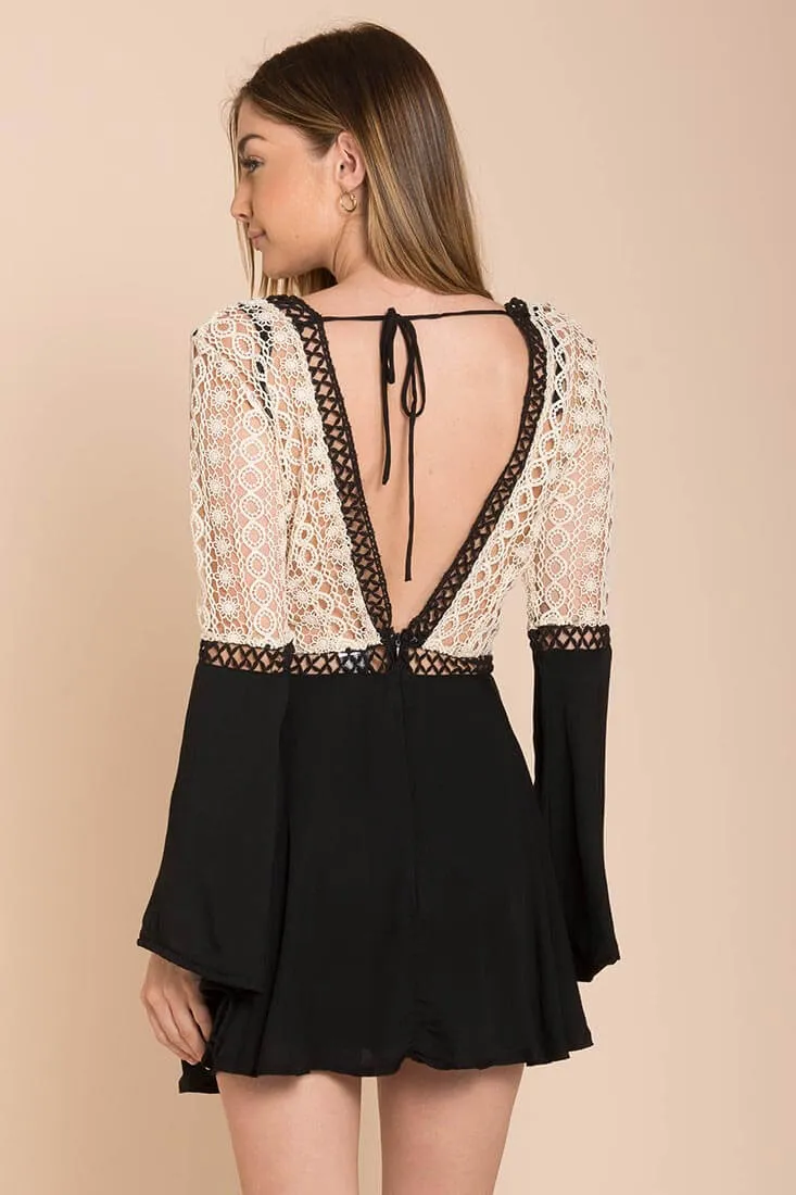 Carson Crochet Details Dress Black/White