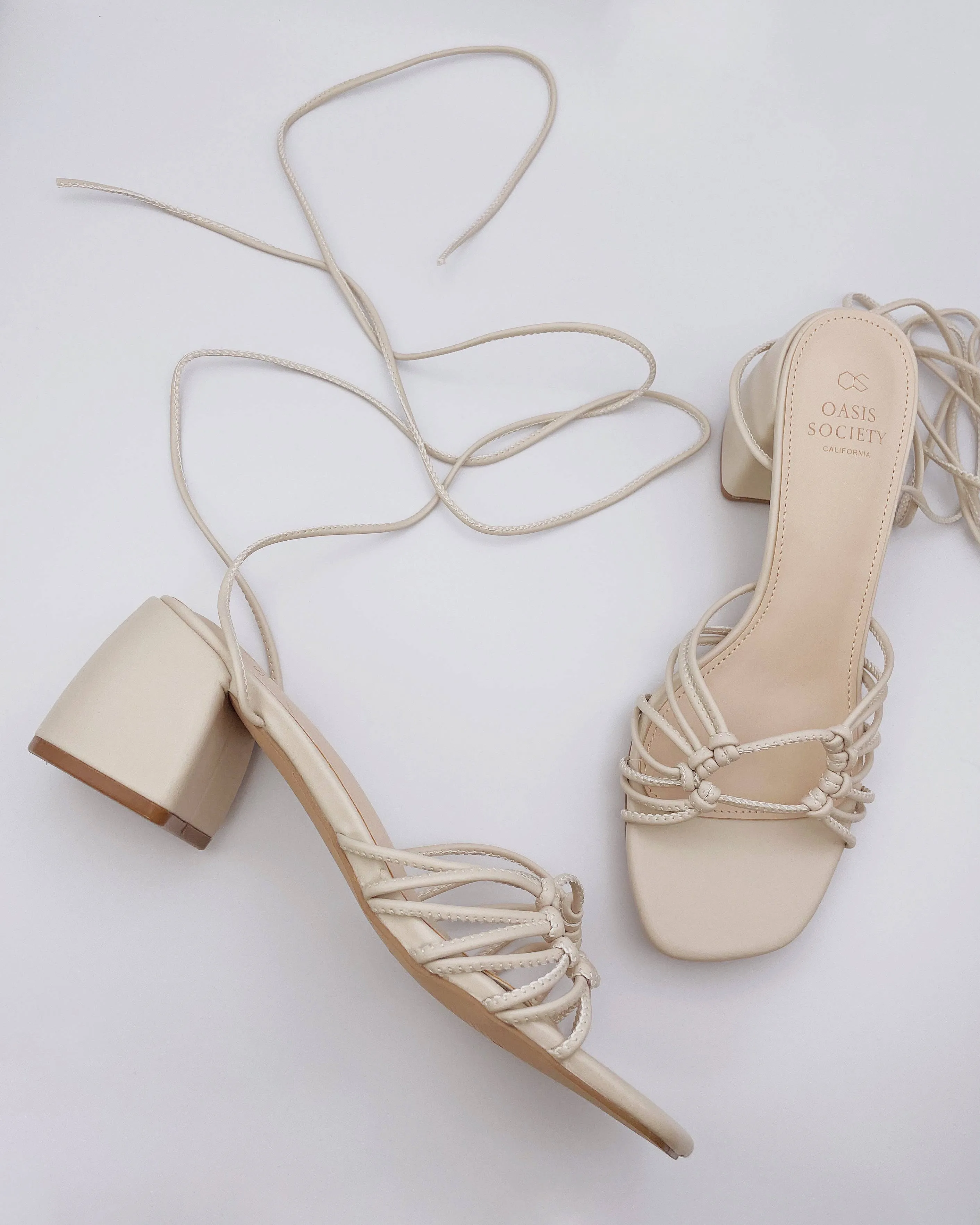 Celia Strappy Heels in Beige Size 8