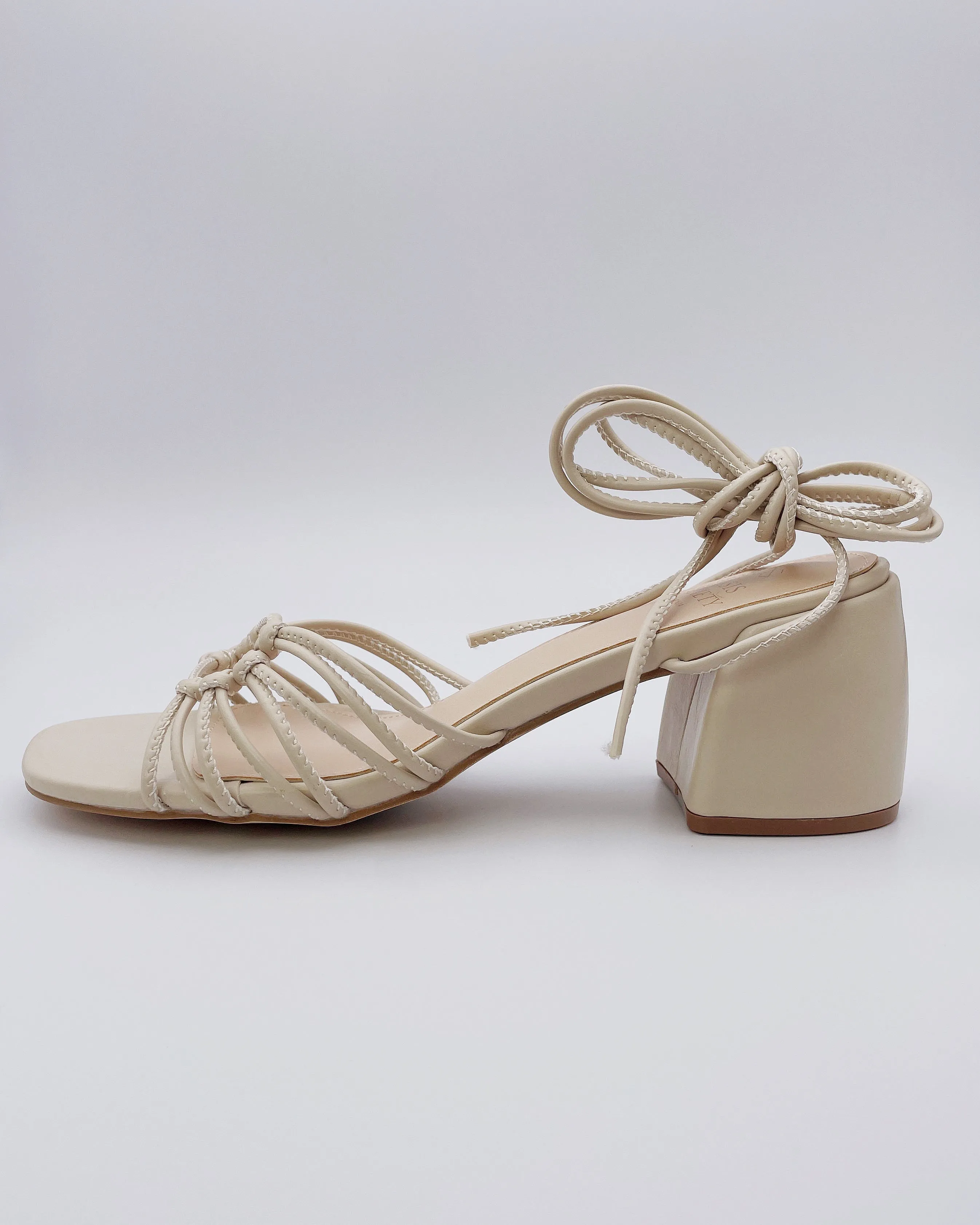 Celia Strappy Heels in Beige Size 8