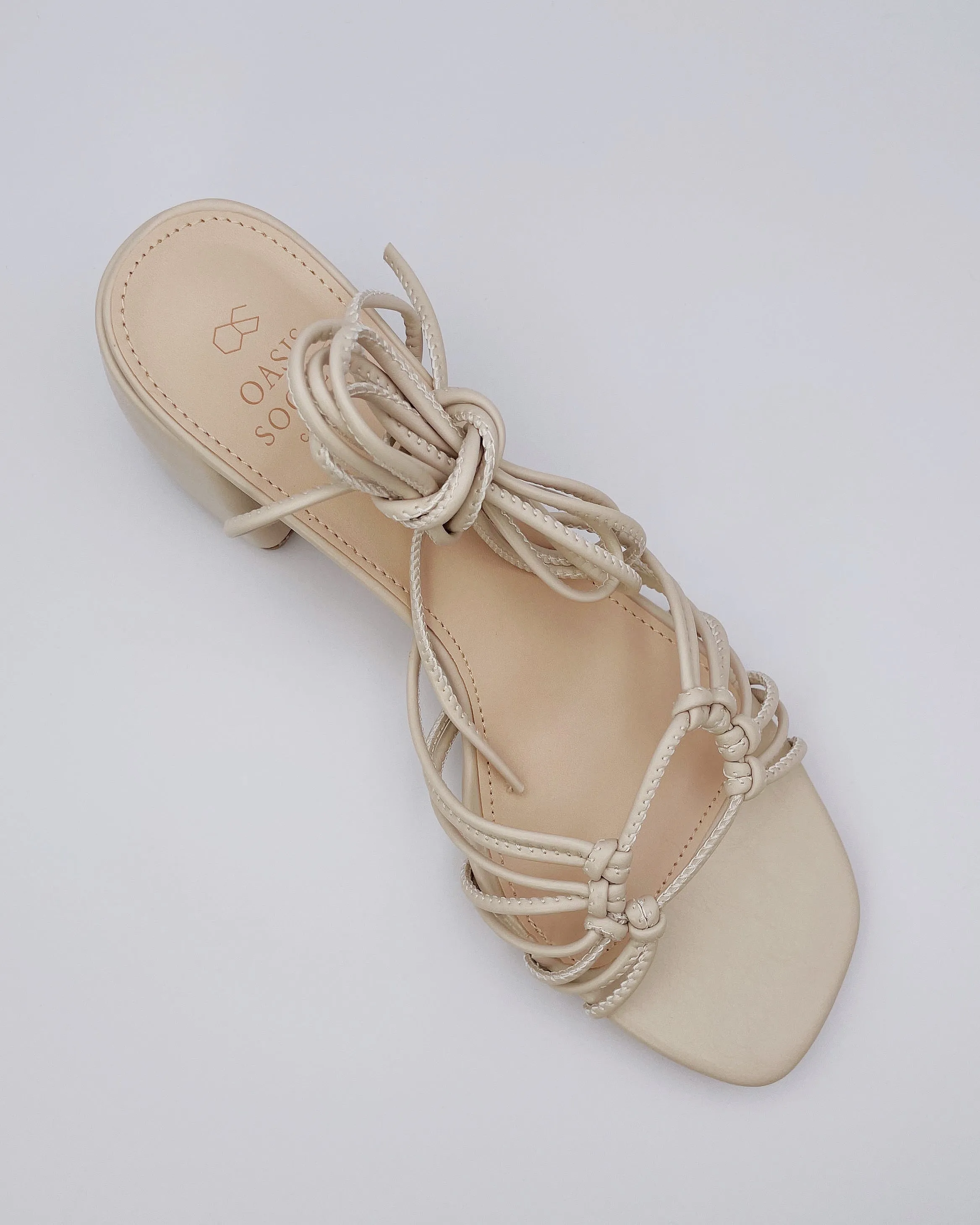 Celia Strappy Heels in Beige Size 8