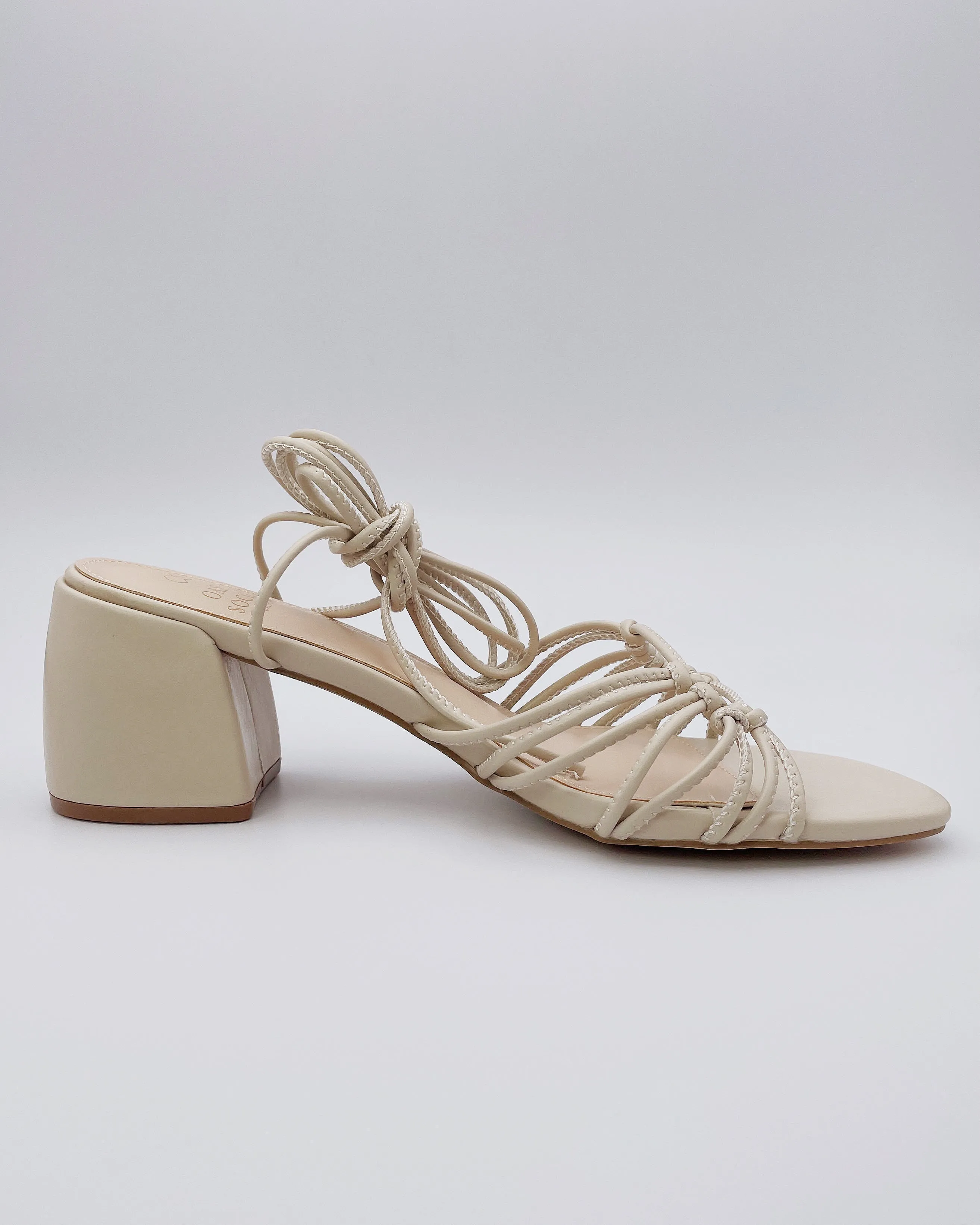 Celia Strappy Heels in Beige Size 8