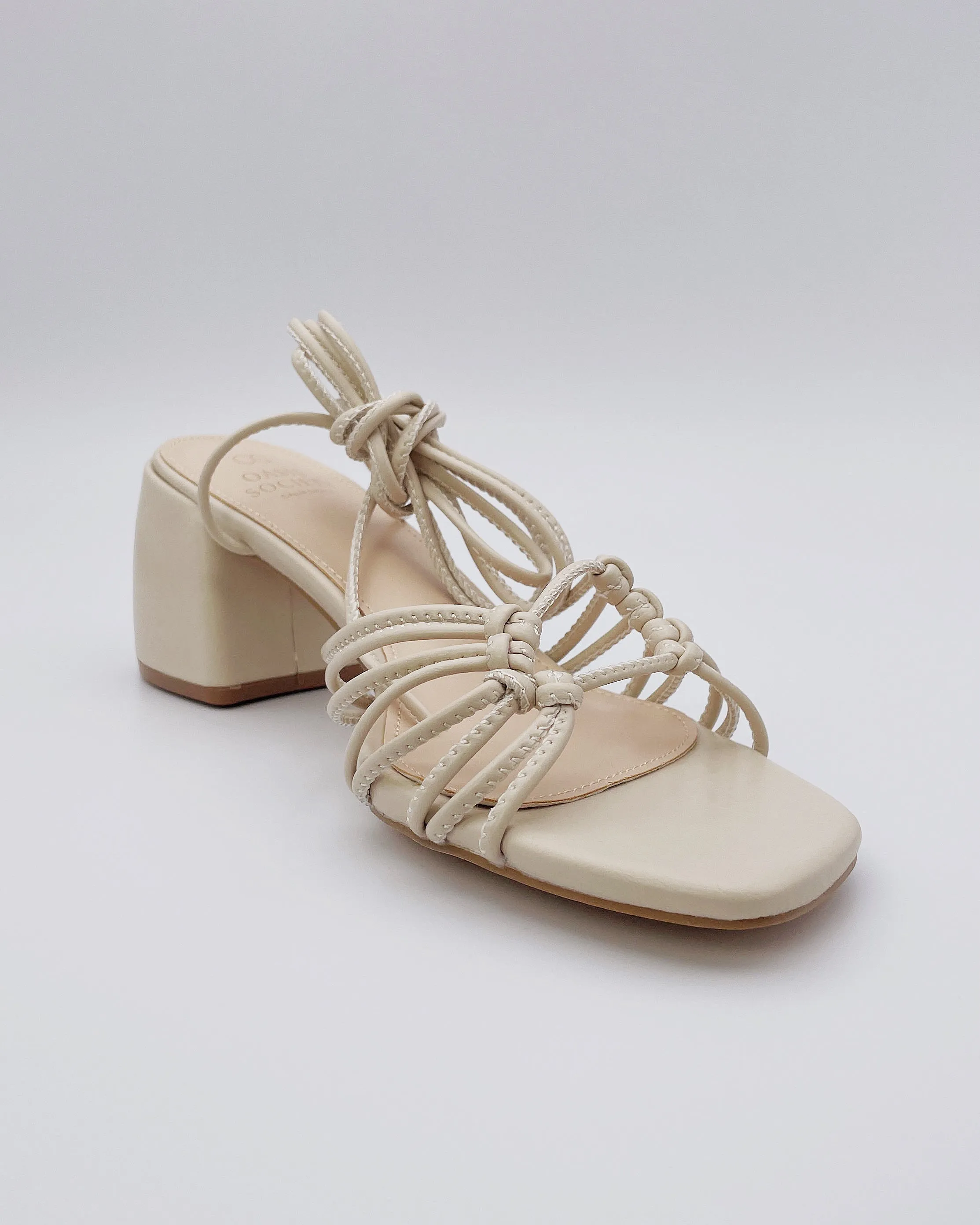 Celia Strappy Heels in Beige Size 8