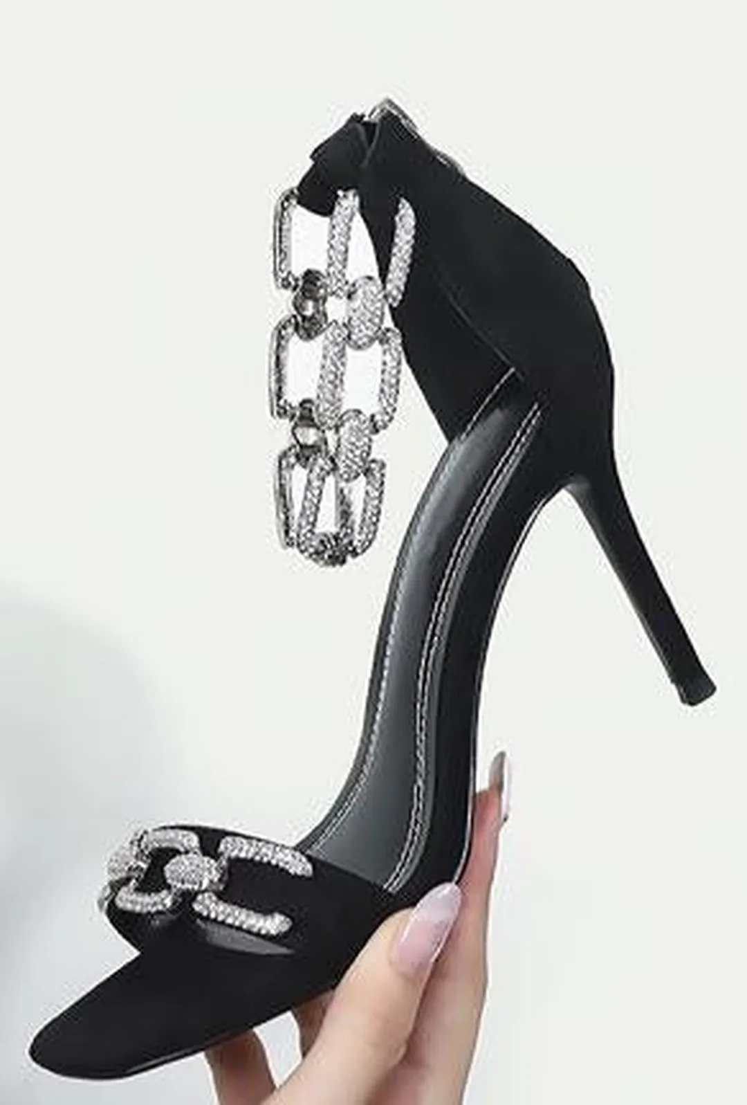 CENDI - CHAIN RHINESTONE HEELS