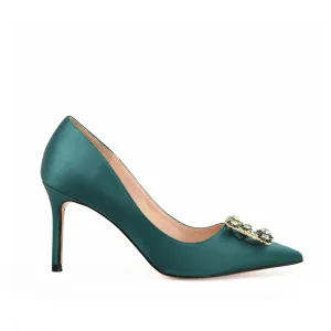 Chic Green Embellished High Heel Pumps | 432L-K