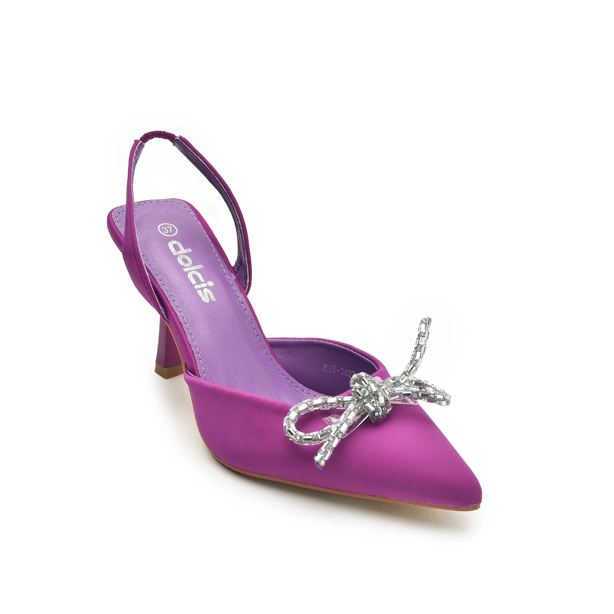 Chic Purple Slingback Stilettos with Rhinestone Detail | 444N-J