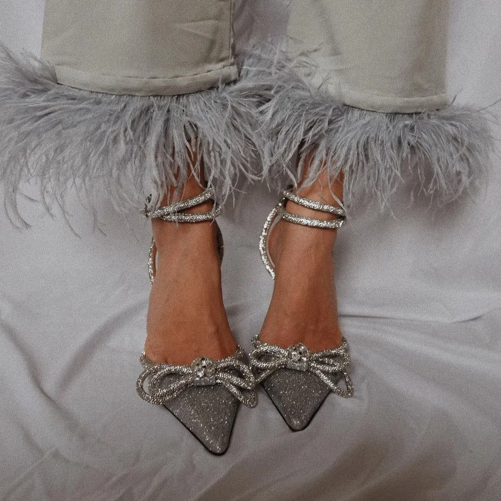 Cyrila - Bow Wrap-Around Crystal Heels