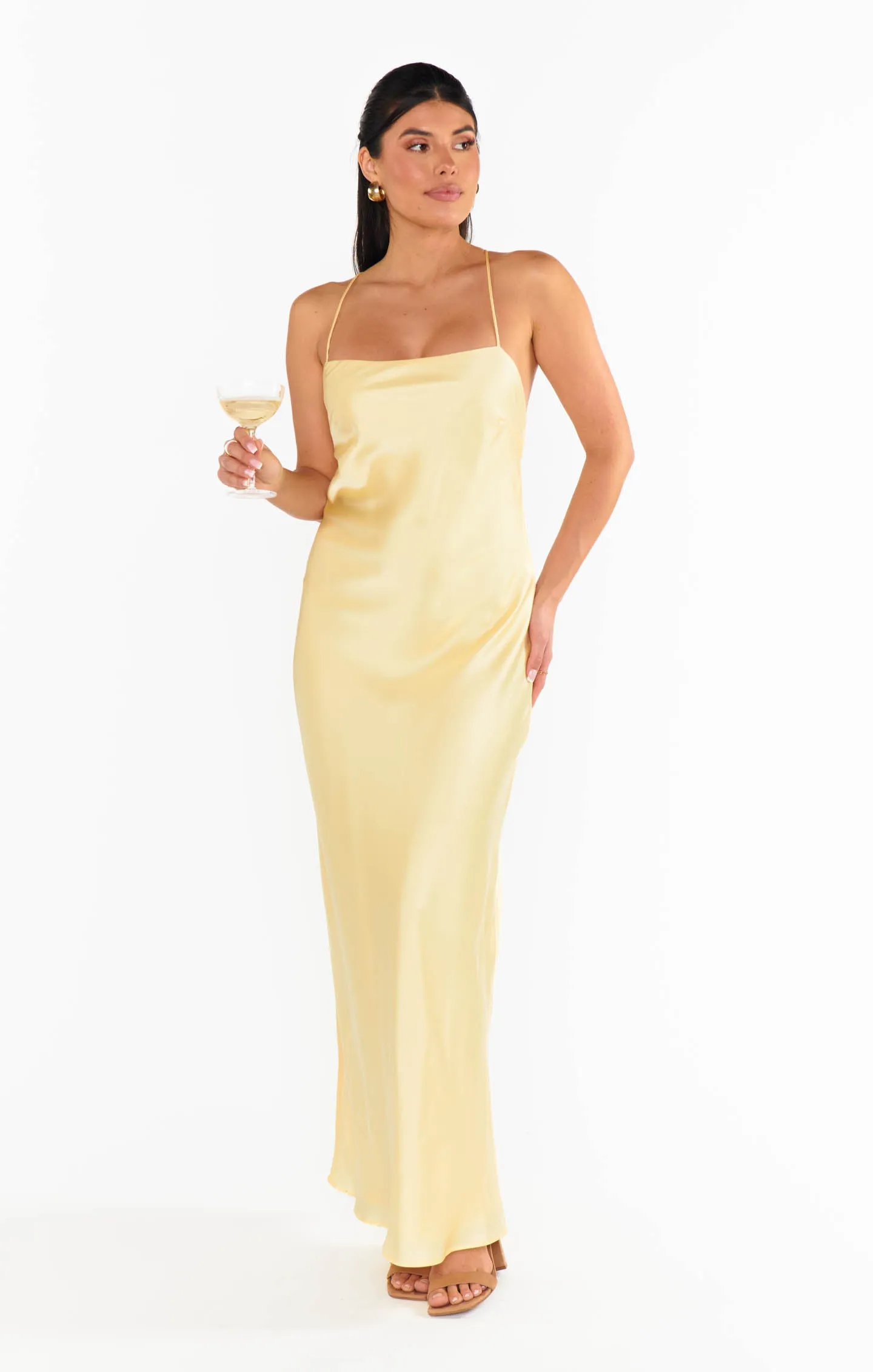 Dani Slip Dress ~ Pale Yellow Luxe Satin