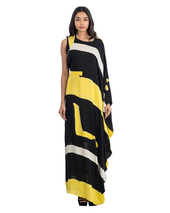 Draped Brush Painted Dress