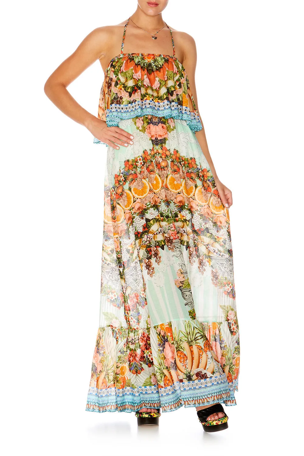 ELASTIC WAIST MAXI WITH FLOUNCE SLICE OF PARADISE