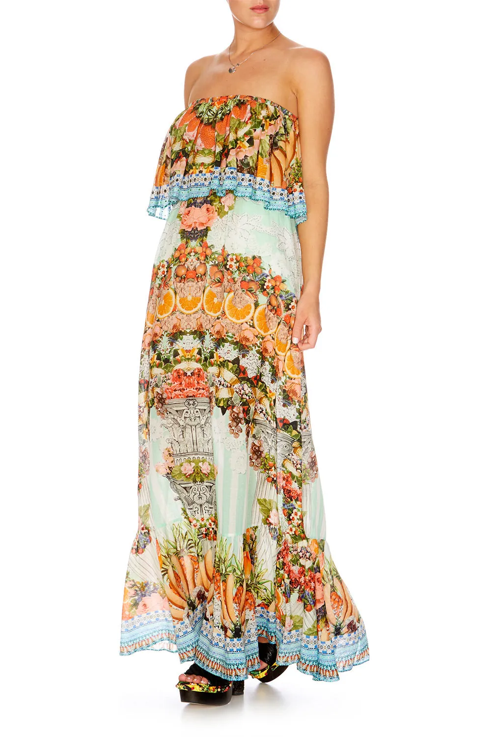 ELASTIC WAIST MAXI WITH FLOUNCE SLICE OF PARADISE