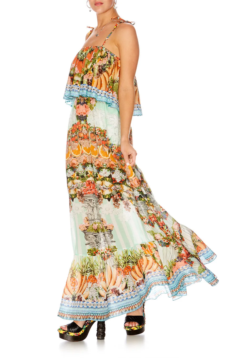 ELASTIC WAIST MAXI WITH FLOUNCE SLICE OF PARADISE