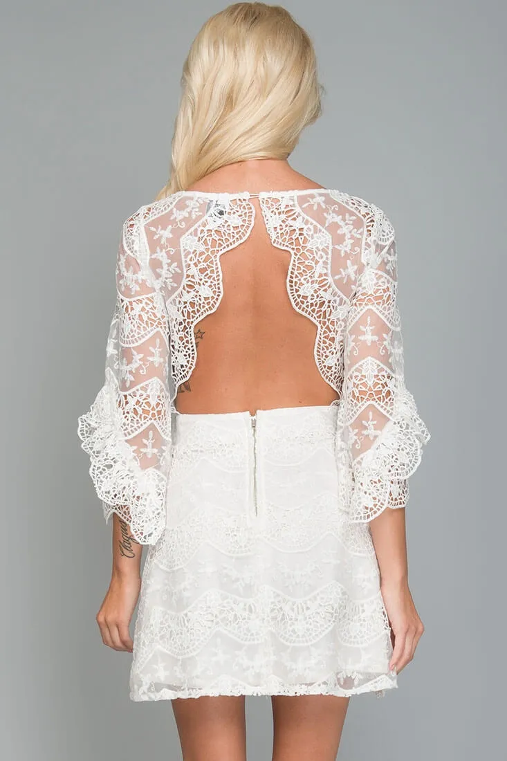 Elena Embroidered Going Out Dress White