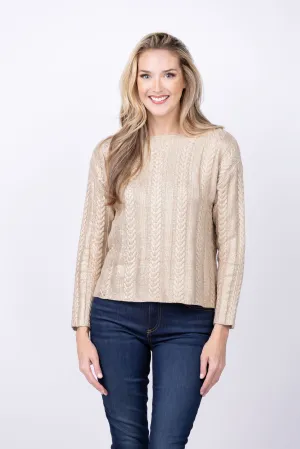 Elliott Lauren Cable Foil Sweater in Gold