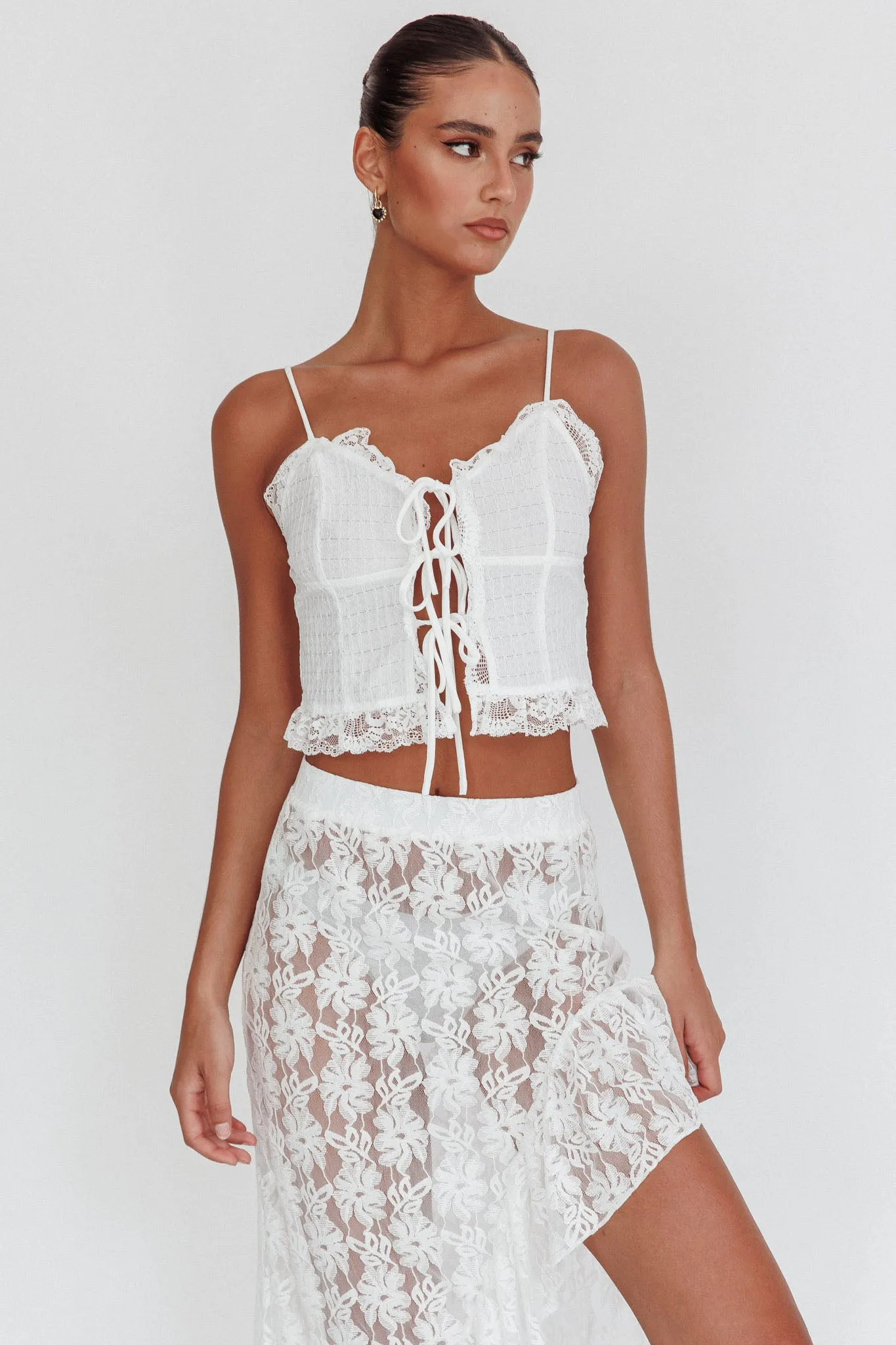 Fancy Girl Tie-Up Cami Top Off White