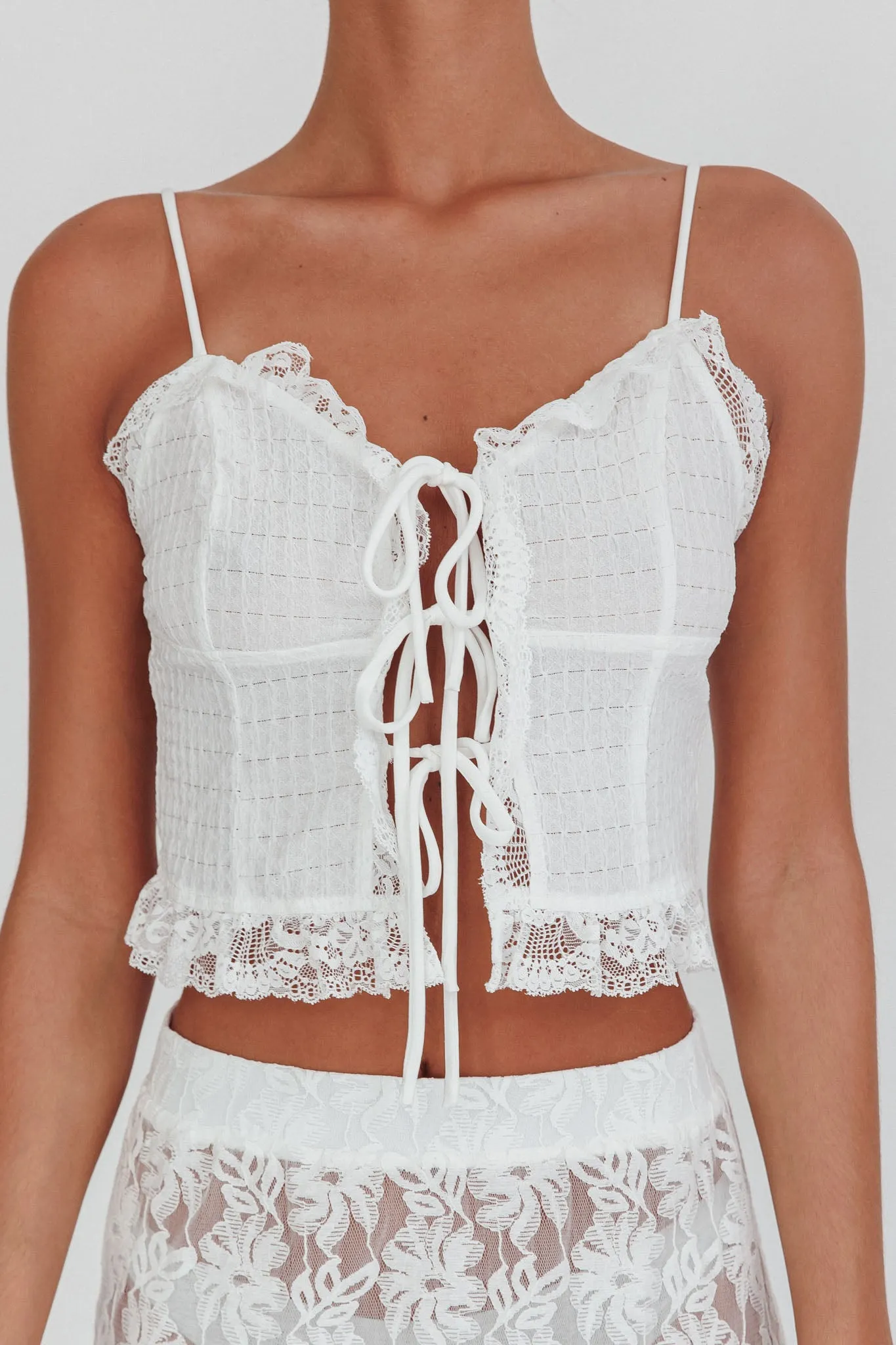 Fancy Girl Tie-Up Cami Top Off White