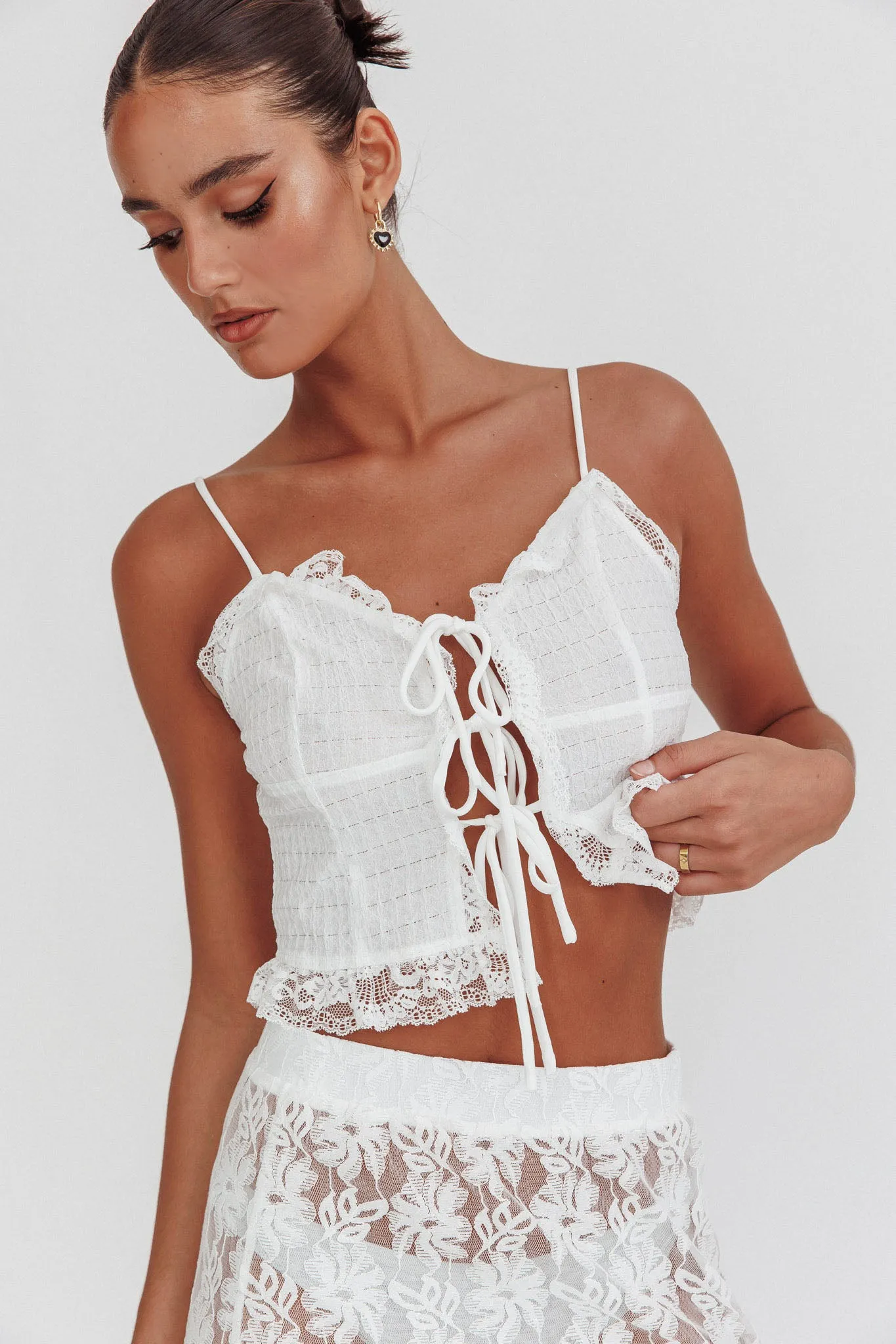 Fancy Girl Tie-Up Cami Top Off White