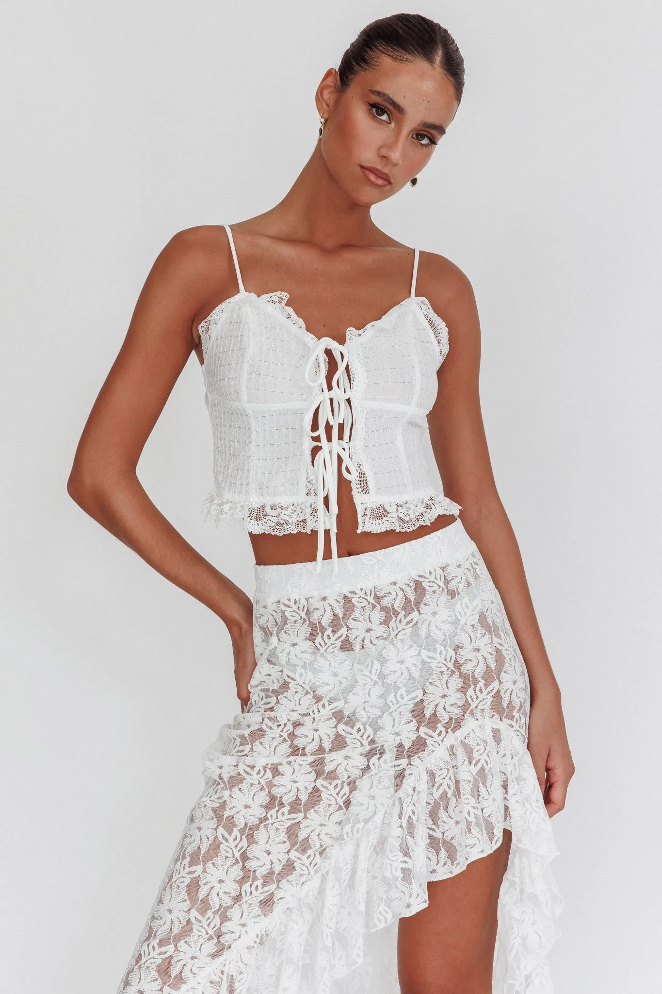 Fancy Girl Tie-Up Cami Top Off White