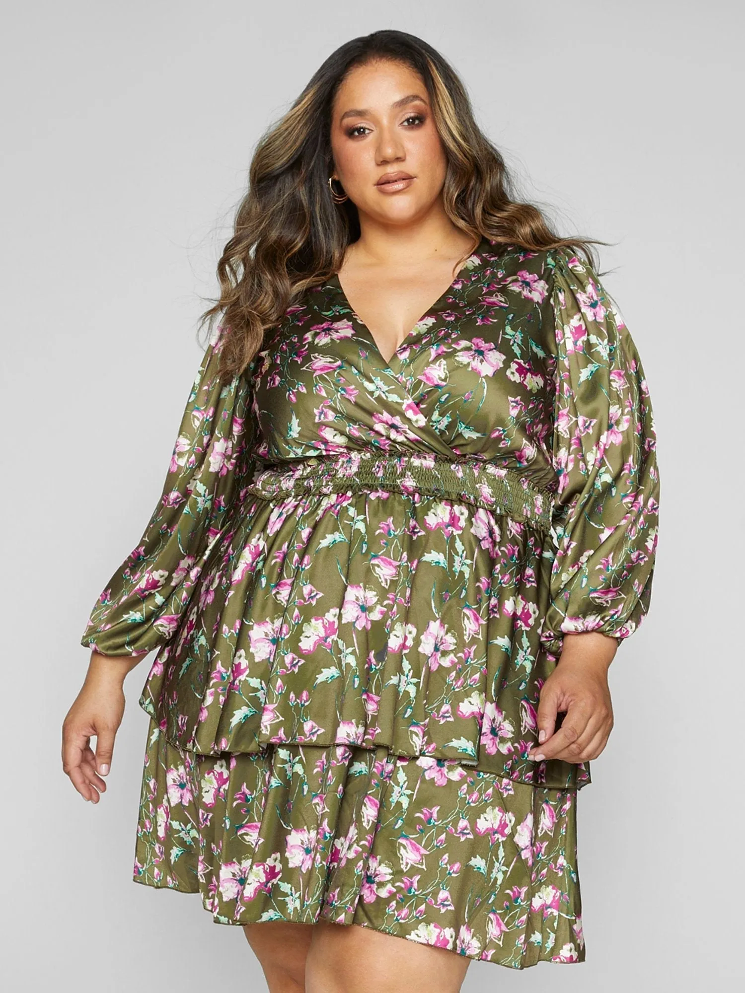 Fashion To Figure - Kara Floral Print Tiered Dress