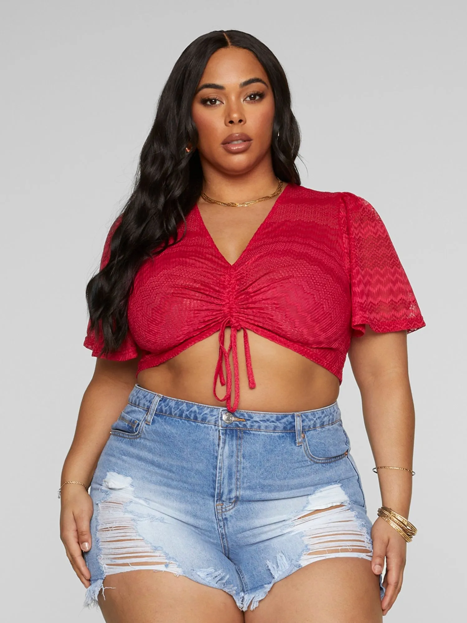 Fashion To Figure - Zuri Drawstring Detail Top