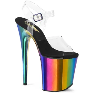 Flamingo-808RC Clear/Rainbow Chrome, 8" Heels