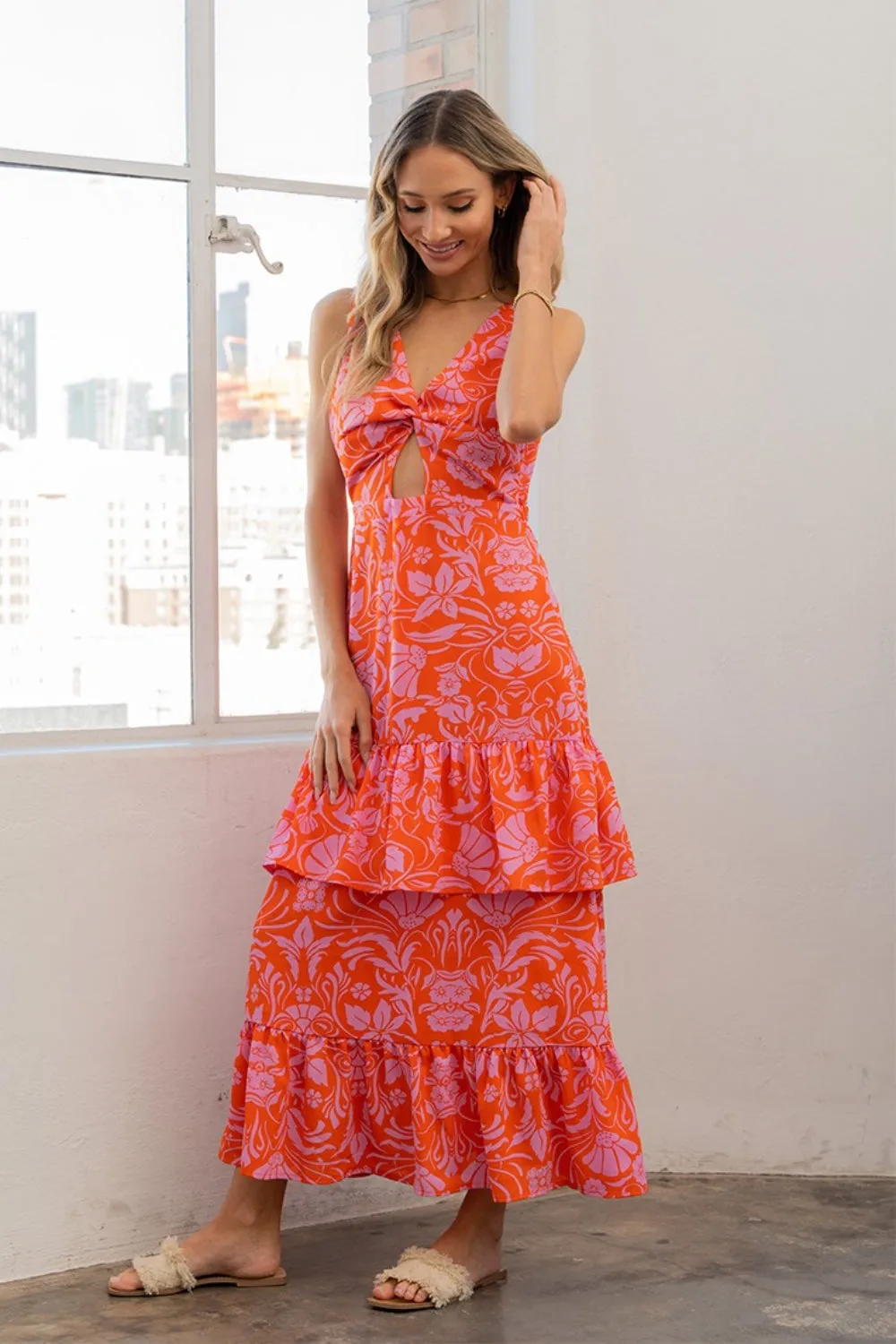 Full Size Vacation Floral Maxi Dress