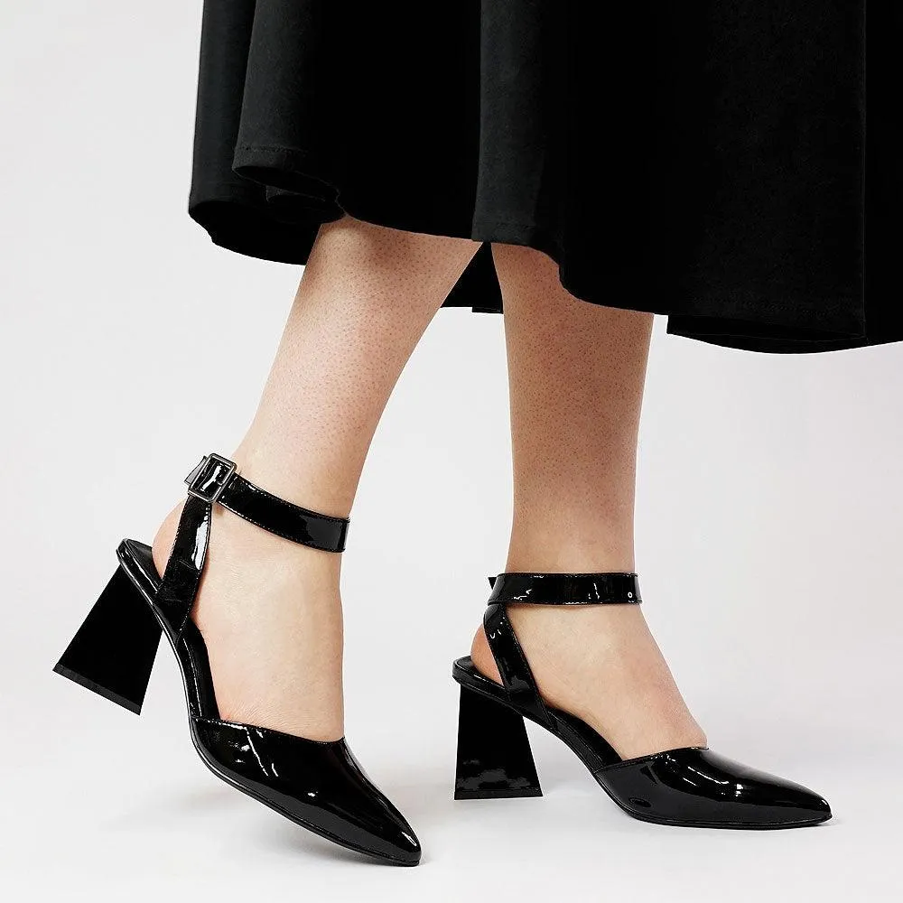 Hisa Black Patent Leather Heels