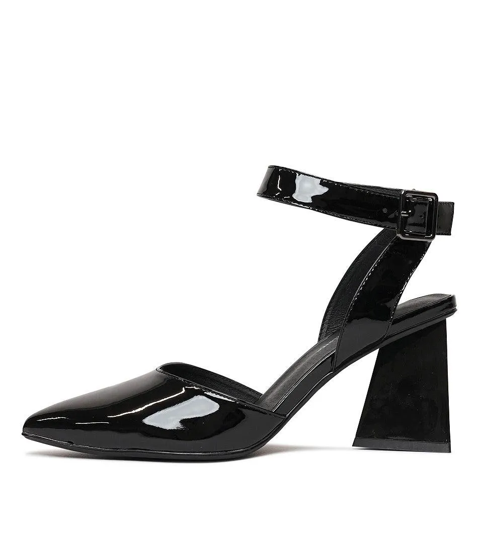 Hisa Black Patent Leather Heels