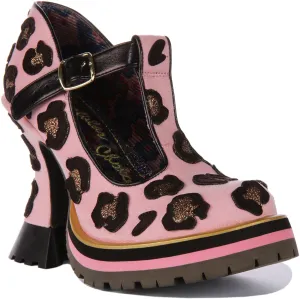 Irregular Choice Leopard Liaison In Light Pink T Bar For Women