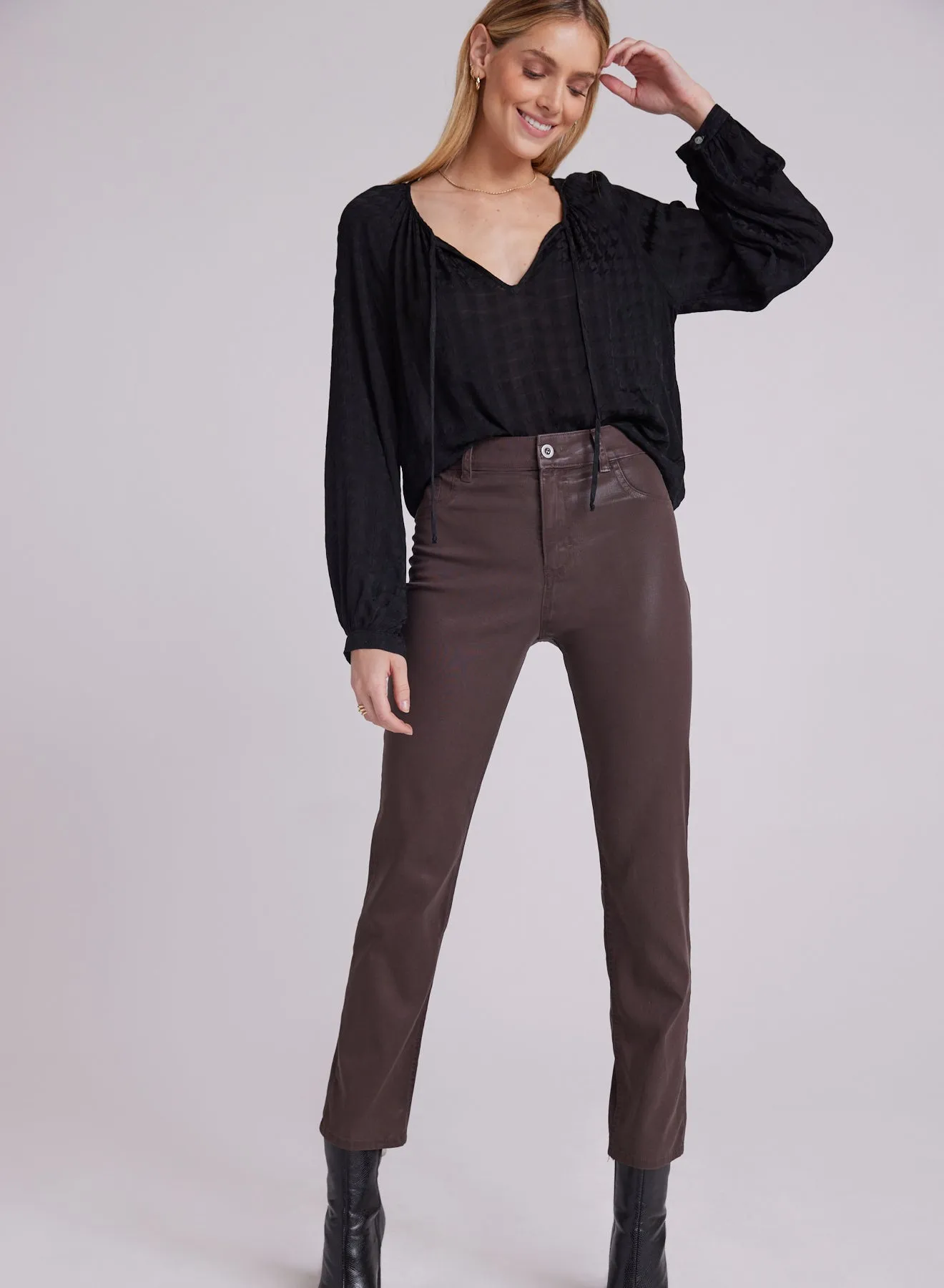 Lennon Luxe Straight Leg Pants - Rich Carob