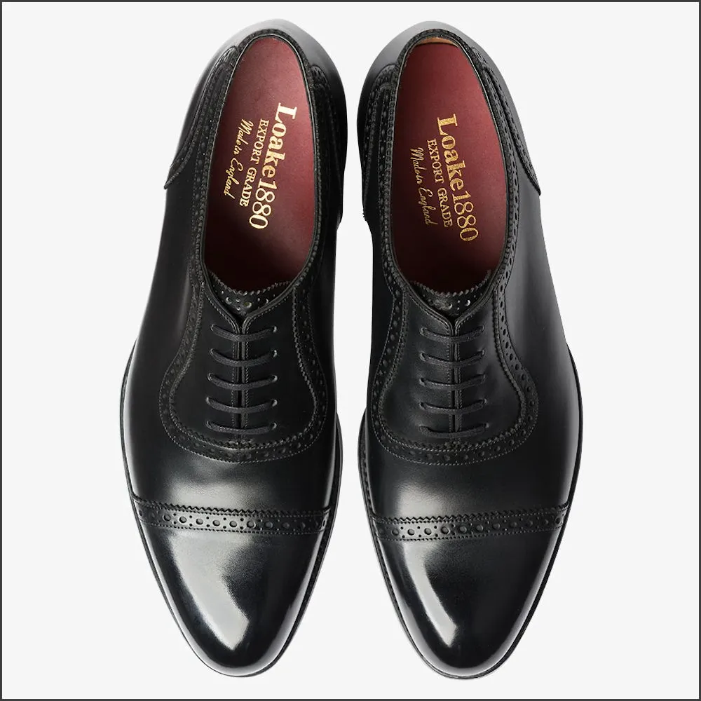 Loake Trinity Onyx Black Calf Semi Brogue Leather Sole -