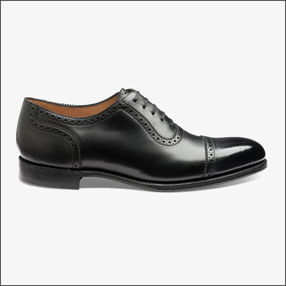 Loake Trinity Onyx Black Calf Semi Brogue Leather Sole -