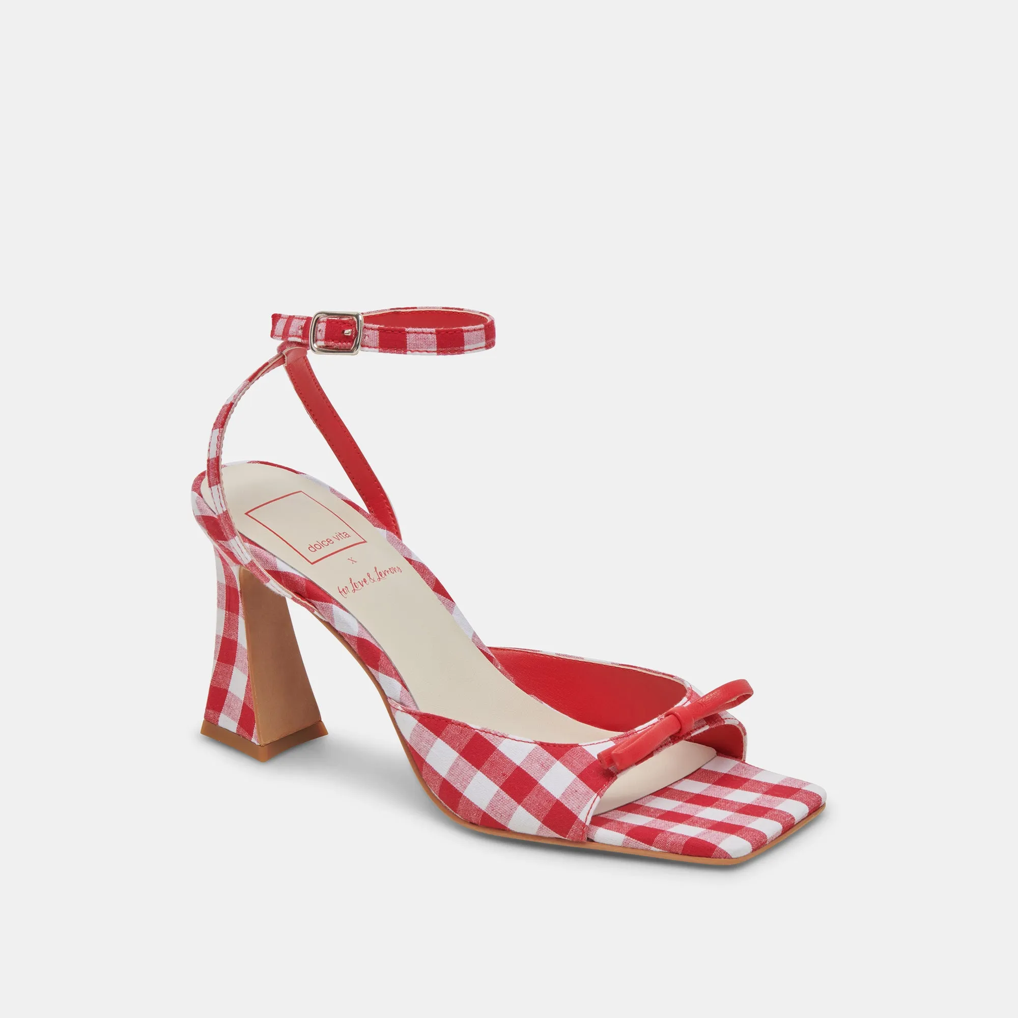 LOISE HEELS WHITE RED GINGHAM