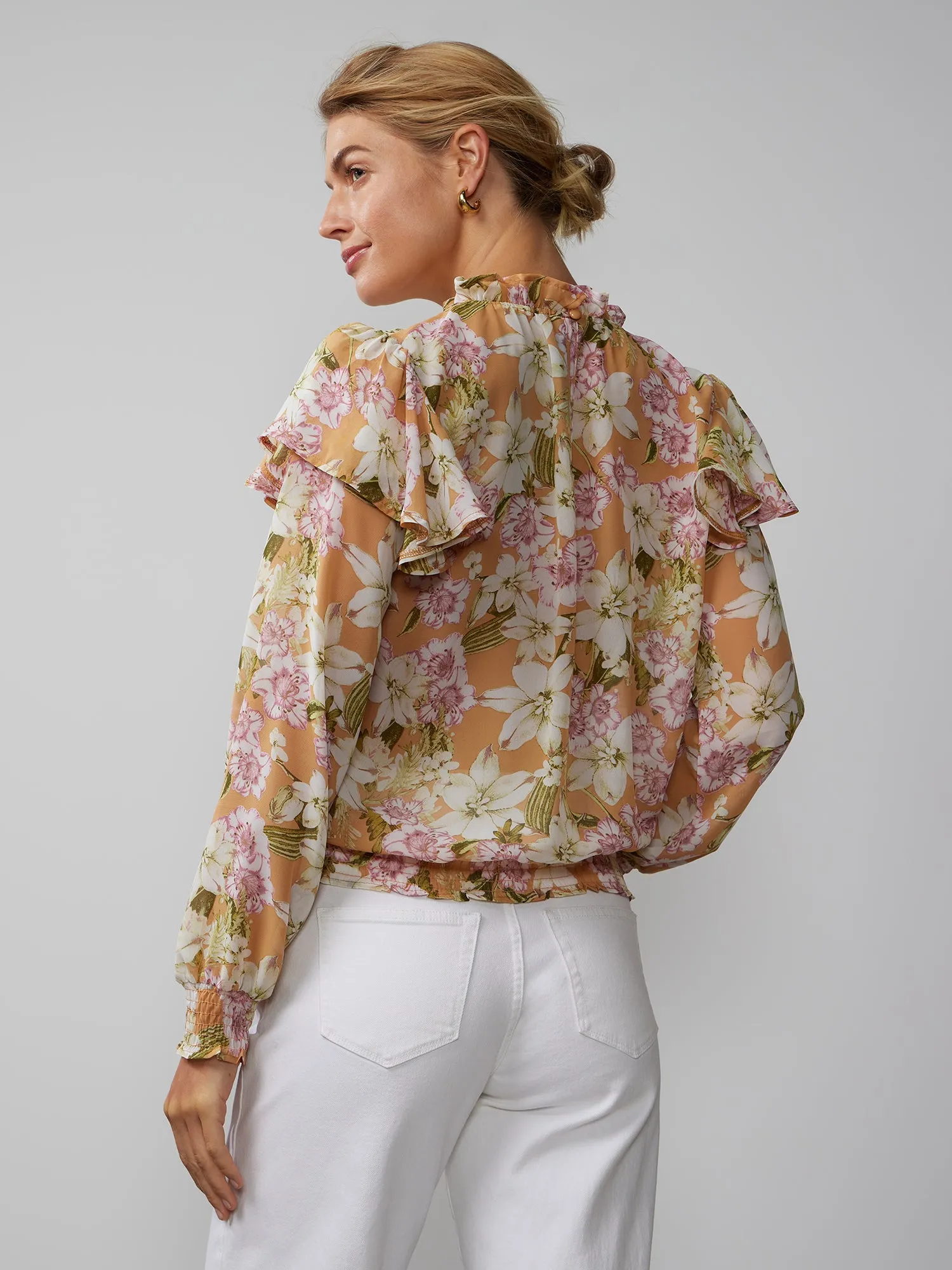 Long Sleeve Floral Mock Neck Top