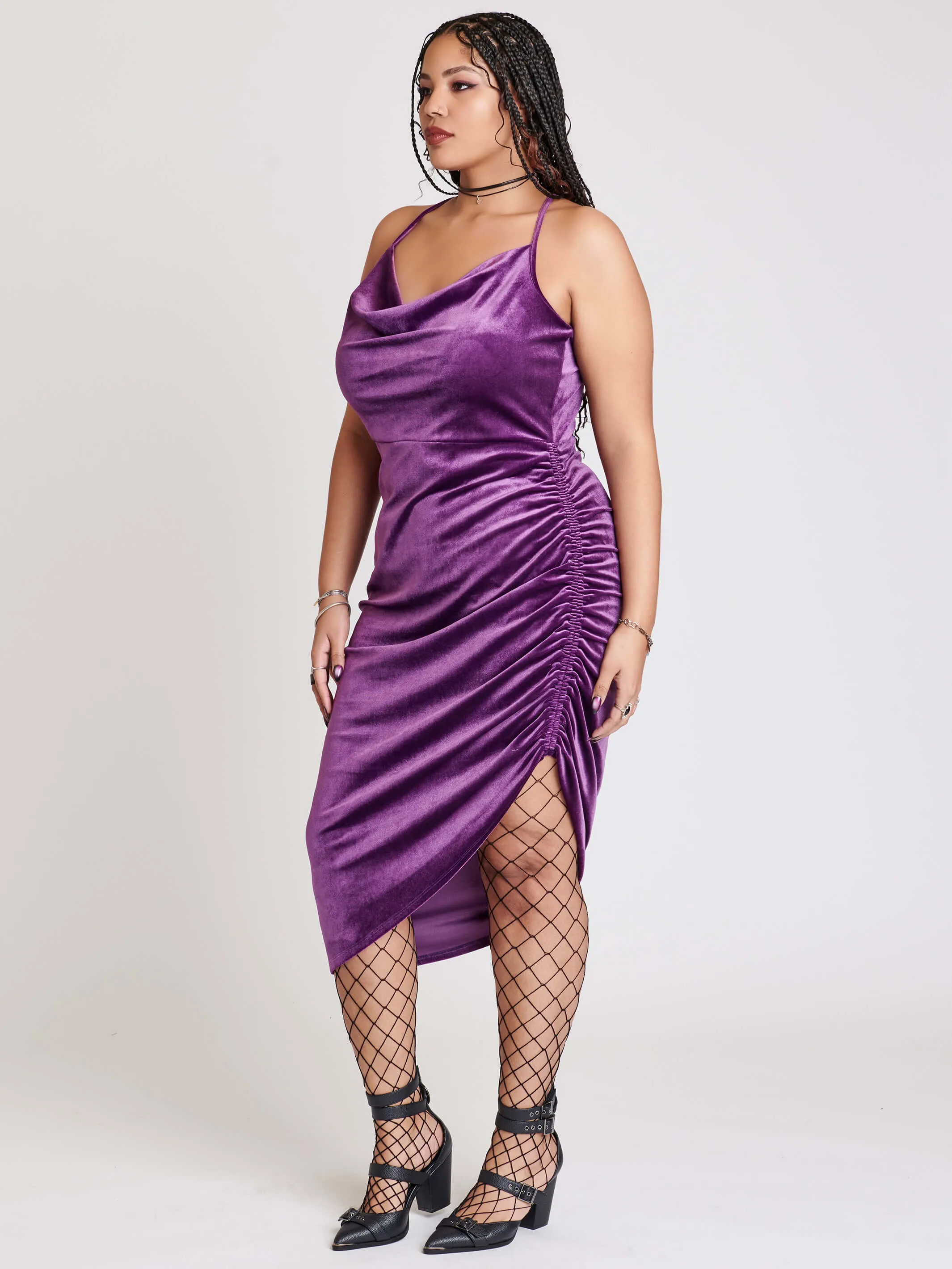 Mauve velvet cocktail dress