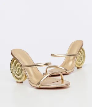 Metallic Gold Seashell Heels