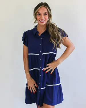 Navy Ruffle Tiered Babydoll Dress